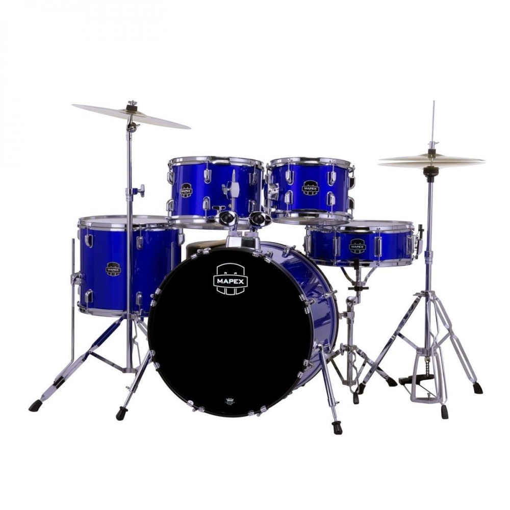MAPEX CM5044FTCIB Comet Fusion 5 Pezzi - BATTERIA ACUSTICA CON HARDWARE E PIATTI CON GRANCASSA DA 20" INDIGO BLUE