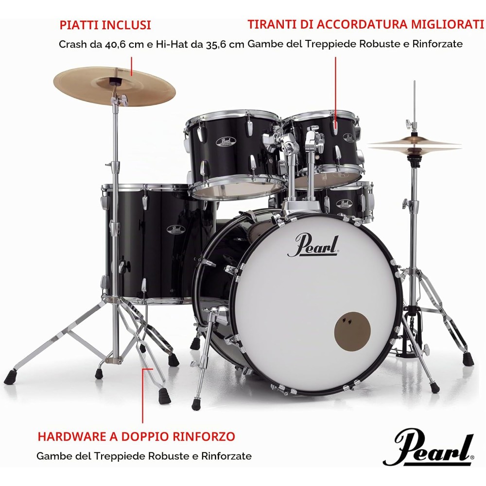 PEARL RS525SC/C31 Roadshow 22" Jet Black - BATTERIA ACUSTICA 5 PEZZI CON PIATTI SABIAN E SGABELLO