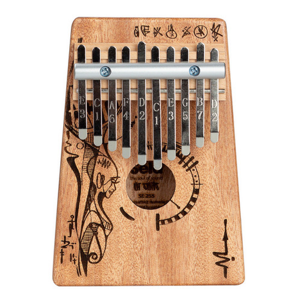 SELA PERCUSSION SE 255 KALIMBA ART SERIES - KALIMBA IN MOGANO 10 TASTI PEACEFUL MIND CON CUSTODIA E MARTELLETTO
