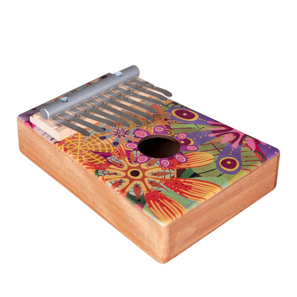 SELA PERCUSSION SE 258 KALIMBA ART SERIES - KALIMBA IN MOGANO 10 TASTI FLOWER POWER CON CUSTODIA E MARTELLETTO