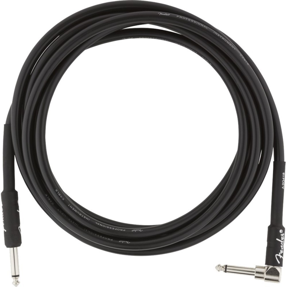 FENDER 10 FEAT Professional Series Instrument Cable Straight-Angle 10' Black - CAVO JACK PER CHITARRA  CON JACK A PIPA COLOR NERO 3 MT.