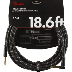 FENDER Deluxe Series Instrument Cable Straight Angled Black Tweed - CAVO AUDIO PER STRUMENTI JACK DRITTO 6,3MM JACK ANGOLATO 6,3MM 5,5 MT