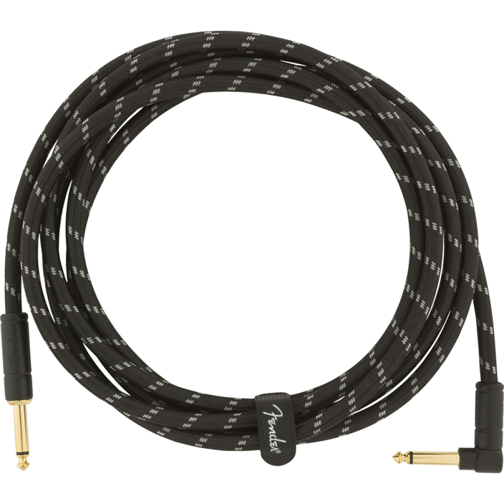 FENDER 10 FT DELUXE SERIES INSTRUMENT CABLE BLACK TWEED - CAVO JACK DRITTO  JACK ANGOLARE 3 MT. NERO TWEED