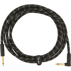 FENDER 10 FT DELUXE SERIES INSTRUMENT CABLE BLACK TWEED - CAVO JACK DRITTO  JACK ANGOLARE 3 MT. NERO TWEED