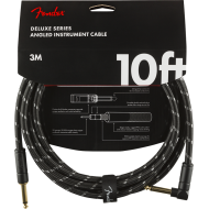 FENDER 10 FT DELUXE SERIES INSTRUMENT CABLE BLACK TWEED - CAVO JACK DRITTO  JACK ANGOLARE 3 MT. NERO TWEED
