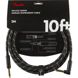FENDER 10 FT DELUXE SERIES INSTRUMENT CABLE BLACK TWEED - CAVO JACK DRITTO  JACK ANGOLARE 3 MT. NERO TWEED