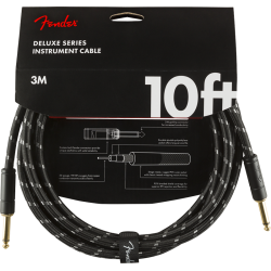 FENDER 10 FT DELUXE SERIES INSTRUMENT CABLE BLACK TWEED - CAVO JACK JACK IN TWEED NERO DA 3 MT.