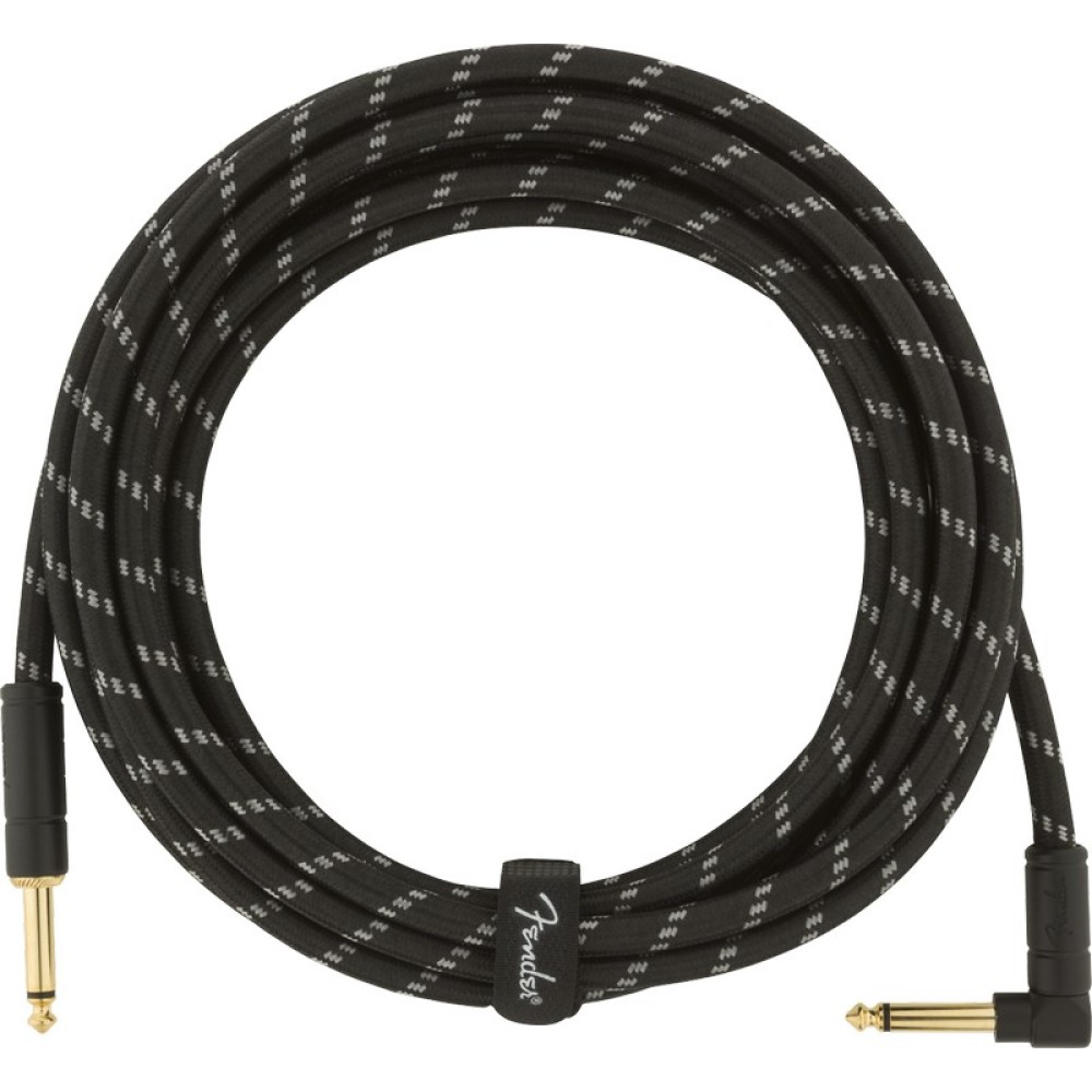 FENDER Deluxe Series Instrument Cable Straight Angle 15' Black Tweed CAVO JACK PER CHITARRA AD ANGOLO 4,5 MT.
