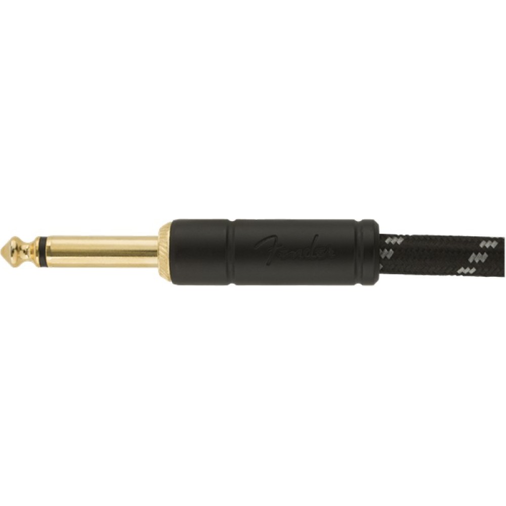 FENDER Deluxe Series Instrument Cable Straight Angle 15' Black Tweed CAVO JACK PER CHITARRA AD ANGOLO 4,5 MT.