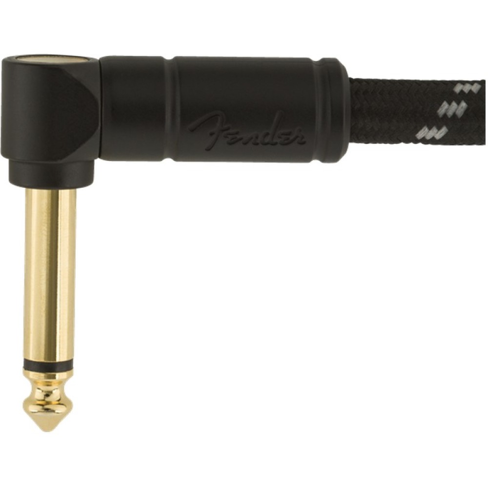 FENDER Deluxe Series Instrument Cable Straight Angle 15' Black Tweed CAVO JACK PER CHITARRA AD ANGOLO 4,5 MT.