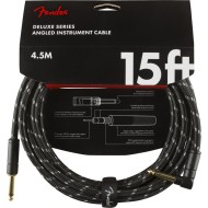 FENDER Deluxe Series Instrument Cable Straight Angle 15' Black Tweed CAVO JACK PER CHITARRA AD ANGOLO 4,5 MT.