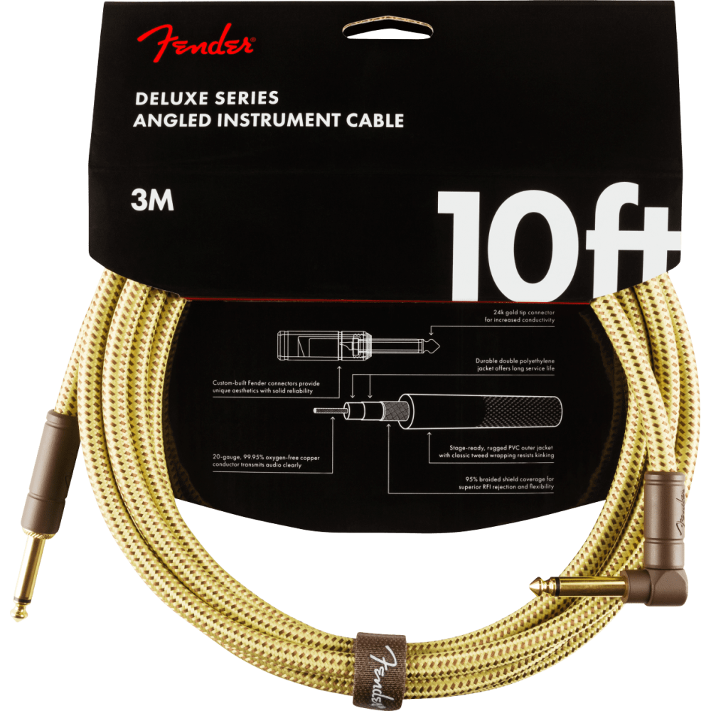 FENDER 10 FT DELUXE SERIES INSTRUMENT CABLE VINTAGE TWEED - CAVO JACK DRITTO - JACK PIPA 3 MT. VINTAGE TWEED