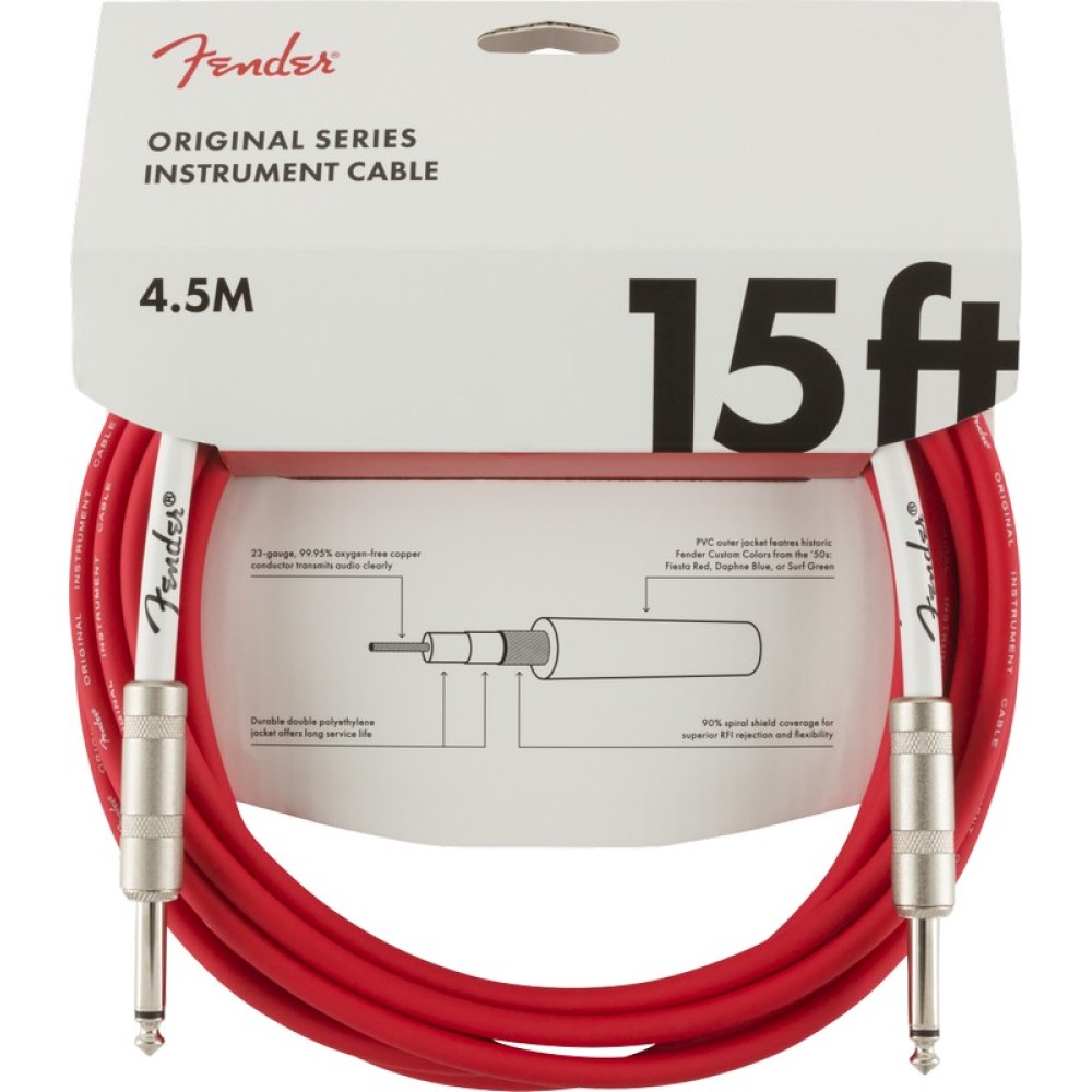 FENDER 15 FEAT Original Series Instrument Cable 15' Fiesta Red - CAVO JACK PER CHITARRA ROSSO 4,5 MT