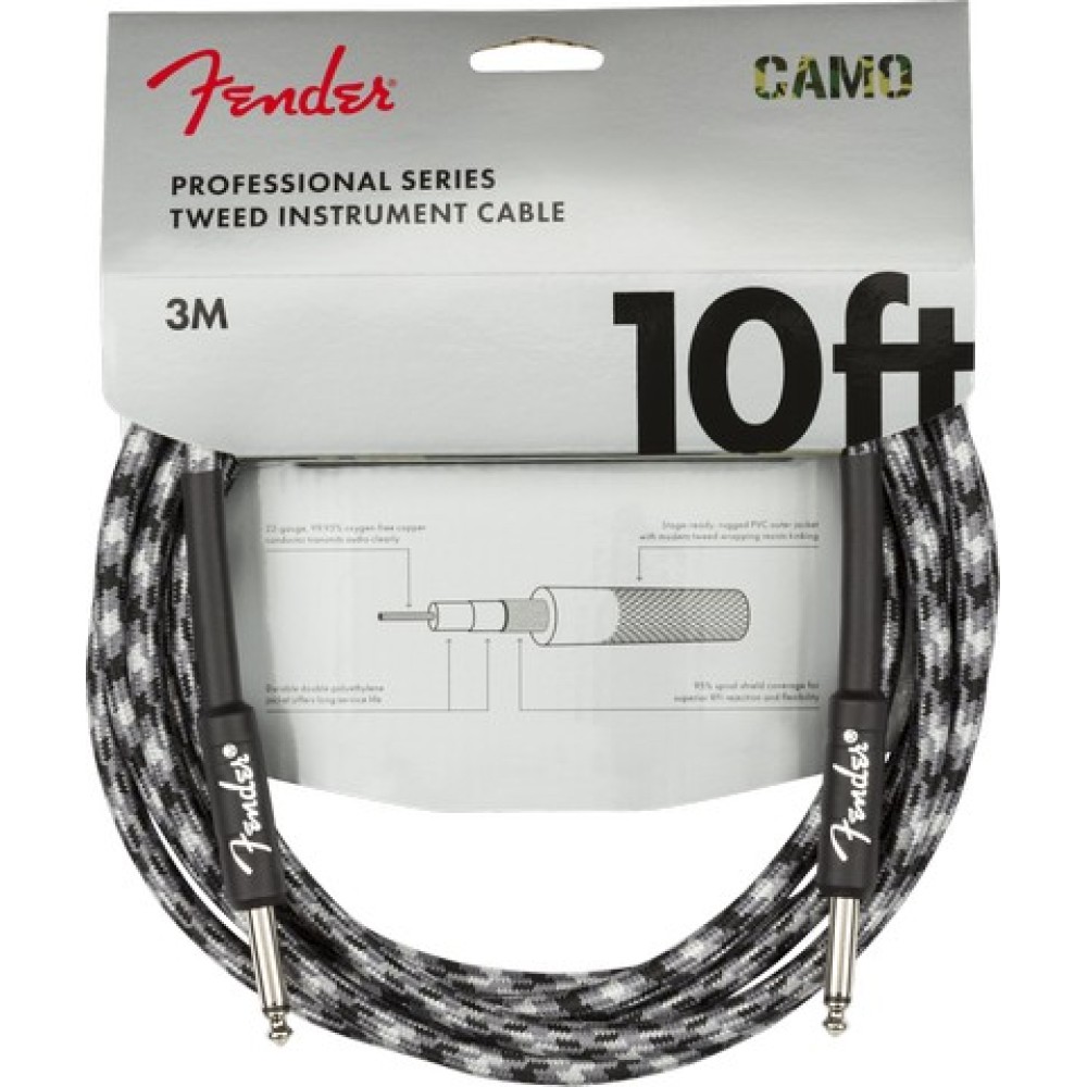FENDER 10 FT Professional Series Inst.Cable - CAVO JACK JACK 3 METRI COLOR WINTER CAMO
