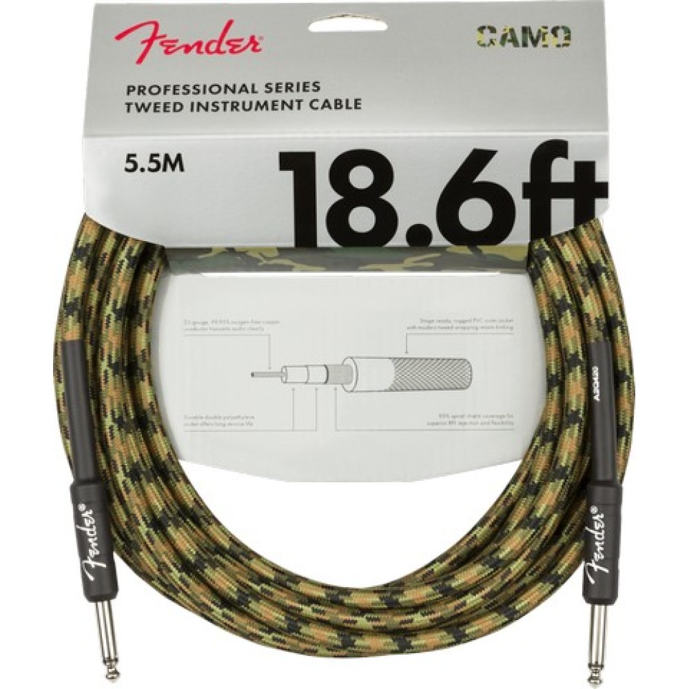 FENDER 18.6 FT Professional Series Inst.Cable - CAVO JACK JACK 5.5 METRI COLOR WOODLANDCAMO