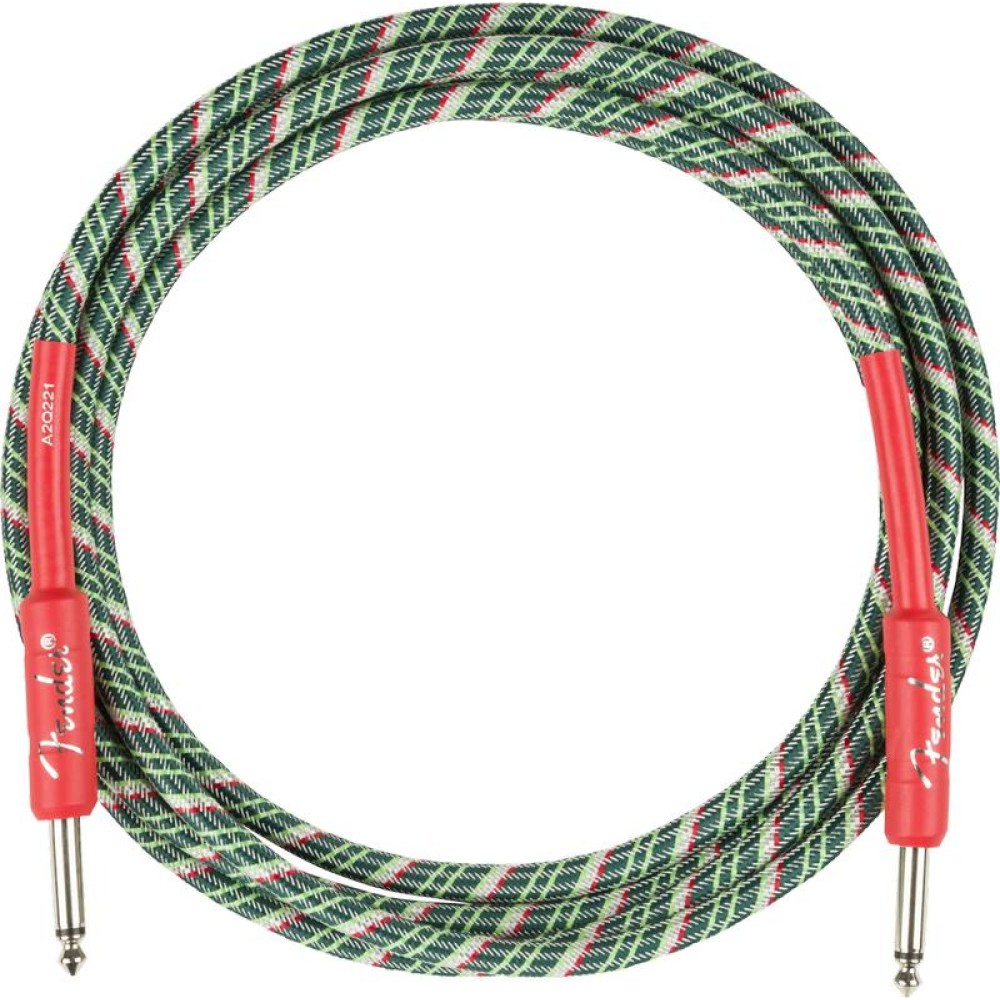 FENDER 10 FT Wreath Holiday Series Instrument Cable 3 MT Tweed Red Green - CAVO AUDIO PER STRUMENTI JACK 6,3MM JACK 6,3MM LUNGHEZZA 3MT