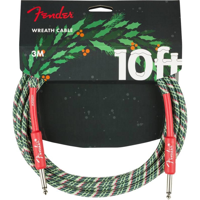 FENDER 10 FT Wreath Holiday Series Instrument Cable 3 MT Tweed Red Green - CAVO AUDIO PER STRUMENTI JACK 6,3MM JACK 6,3MM LUNGHEZZA 3MT