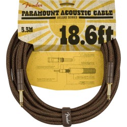 FENDER Paramount 18.6' Acoustic Instrument Cable Brown - CAVO PER CHITARRA ACUSTICA JACK 6,35MM - JACK 6,35MM MARRONE DA 5,5MT