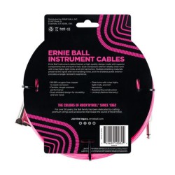 ERNIE BALL 6078 Braided Cable 10' Neon Pink - CAVO AUDIO PER STRUMENTI JACK DRITTO 6,35MM / JACK ANGOLATO 6,35 MM 3,05 METRI