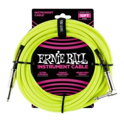 ERNIE BALL 6080 Braided Cable 10' Neon Yellow - CAVO AUDIO PER STRUMENTI JACK DRITTO 6,35MM / JACK ANGOLATO 6,35MM 3,05 METRI