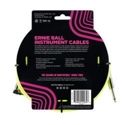 ERNIE BALL 6080 Braided Cable 10' Neon Yellow - CAVO AUDIO PER STRUMENTI JACK DRITTO 6,35MM / JACK ANGOLATO 6,35MM 3,05 METRI