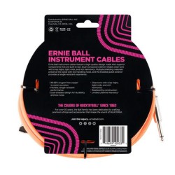 ERNIE BALL 6079 Braided Cable 10' Neon Orange - CAVO AUDIO PER STRUMENTI JACK DRITTO 6,35MM / JACK ANGOLATO 6,35MM 3,05 METRI