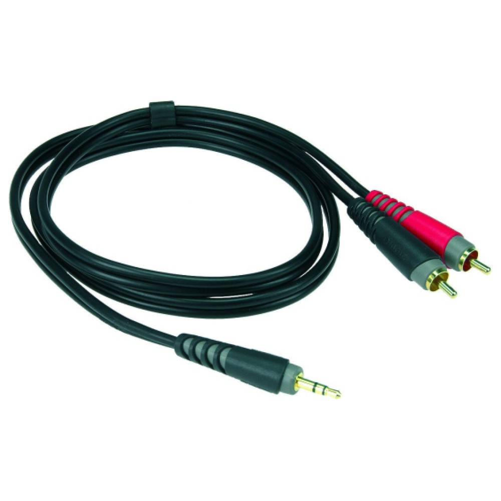 KLOTZ AY7 0100 Stereo Y Cable - CAVO AUDIO CON 1 JACK STEREO 3.5MM E 2 RCA DA 1MT