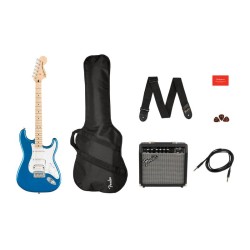 FENDER SQUIER AFFINITY SERIES STRATOCASTER HSS MN LPB PACK - KIT CHITARRA ELETTRICA COLOR LAKE PLACID BLUE COMPLETO DI AMPLIFICATORE 15 WATT E ACCESSORI