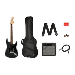 FENDER SQUIER AFFINITY SERIES STRATOCASTER HSS LRL CFM PACK - KIT CHITARRA ELETTRICA COLOR CHARCOAL FROST METALLIC CON AMPLIFICATORE 15 WATT E ACCESSORI