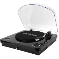 AIWA LPS 25BK - GIRADISCHI STEREO CON ALTOPARLANTI INTEGRATI, BLUETOOTH, RADIO FM E REGISTRAZIONE USB NERO
