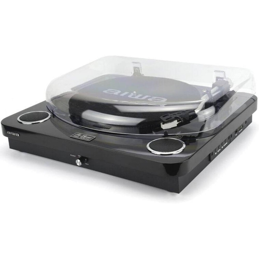 AIWA LPS 25BK - GIRADISCHI STEREO CON ALTOPARLANTI INTEGRATI, BLUETOOTH, RADIO FM E REGISTRAZIONE USB NERO