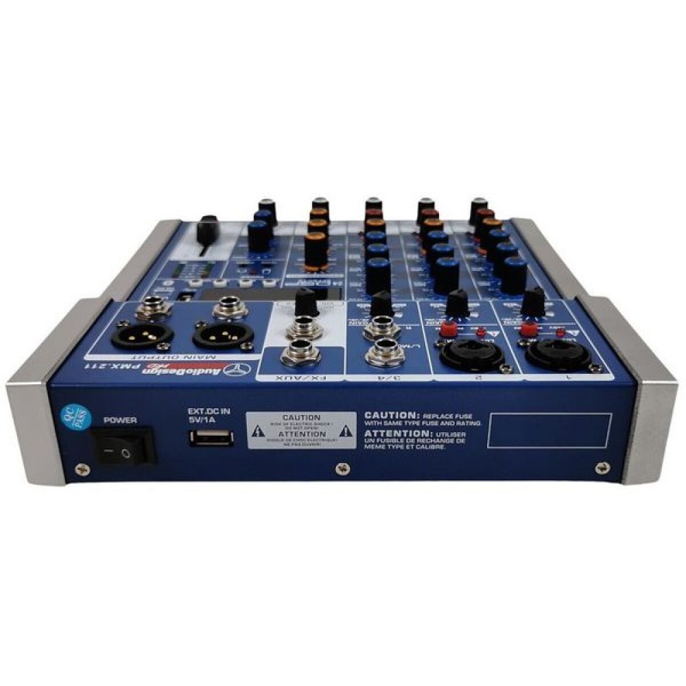 AUDIODESIGN PMX 211TK - MIXER 4 CANALI CON EFFETTI USB/BT E INGRESSO OTTICO TOSLINK