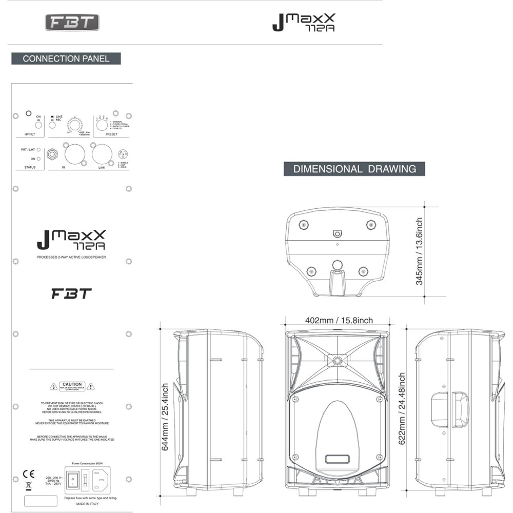 FBT JMaxX 112A - CASSA ATTIVA BIAMPLIFICATA 12" 900 WATT