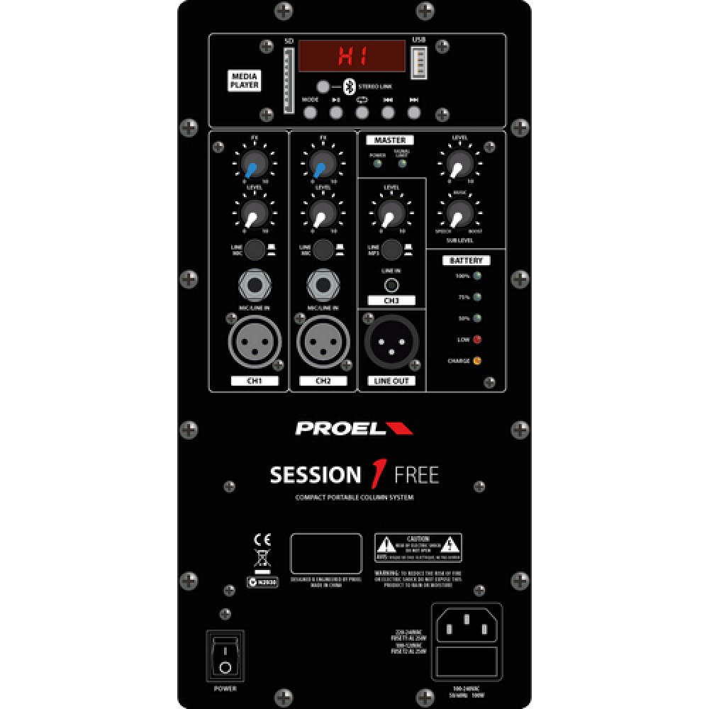 PROEL Session1 - SISTEMA AMPLIFICATO BLUETOOTH A COLONNA CON SUB 8" (400 WATT)