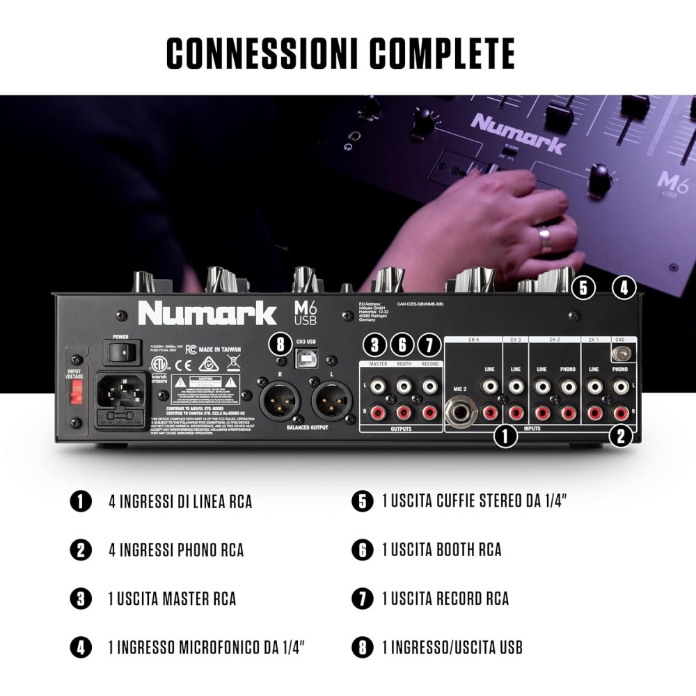 NUMARK M6 USB Black - MIXER USB 4 CANALI PER DJ