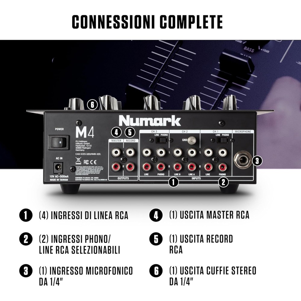 NUMARK M4 Black - MIXER 3 CANALI PER DJ