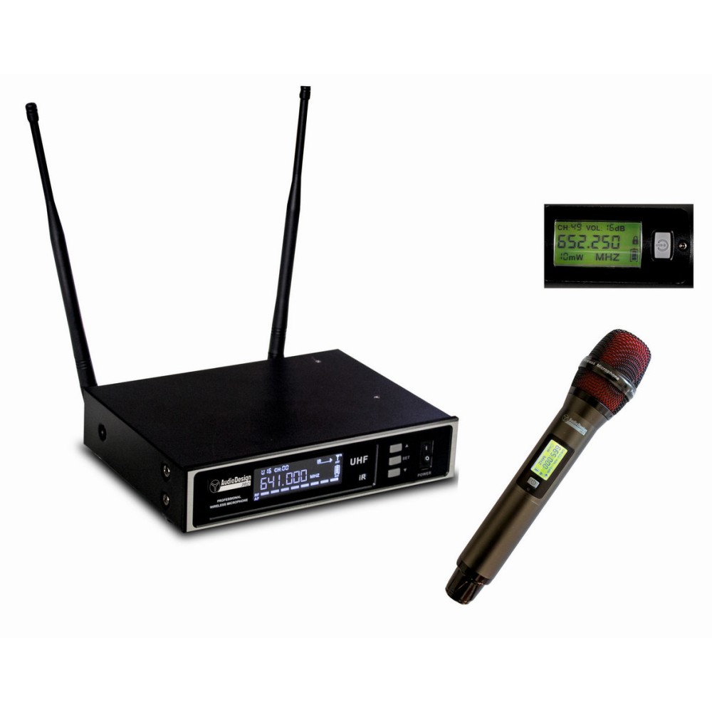 AUDIODESIGN PMU D1 - RADIOMICROFONO TRUE DIVERSITY 100 CH. UHF CON 1 MICROFONO A GELATO