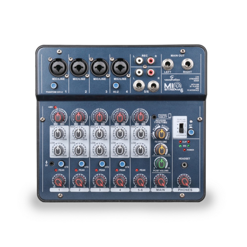 SOUNDSATION Miostream6 - MIXER A 6 CANALI CON OTG, BLUETOOTH E SCHEDA AUDIO
