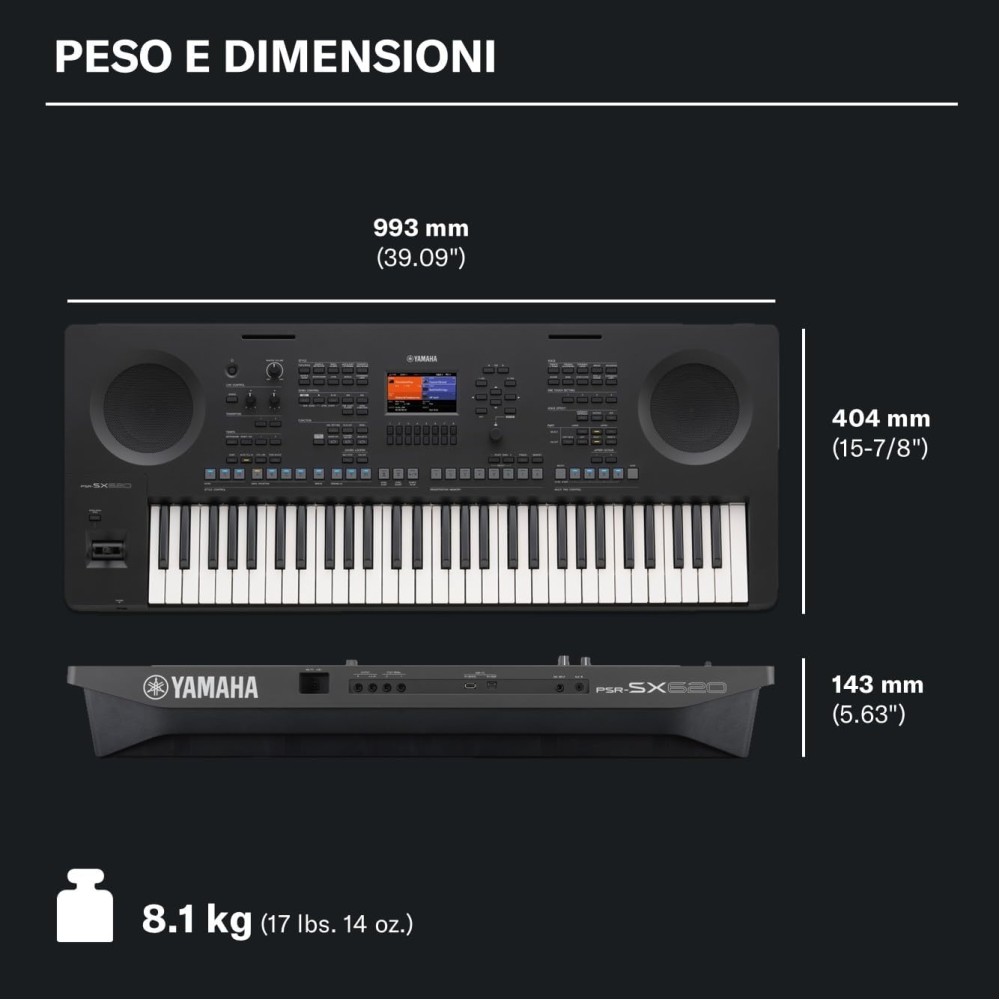 YAMAHA PSR SX620 - WORKSTATION ARRANGER A 61 TASTI CON GENERAZIONE AWM E DISPLAY A COLORI