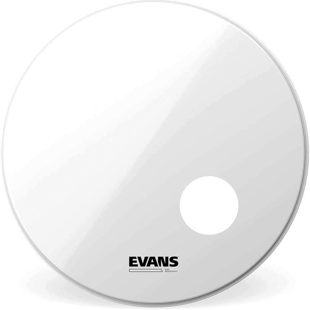 EVANS 22" EQ3 RESONANT SMOOTH WHITE - PELLE RISONANTE DA 22" BIANCA CON FORO