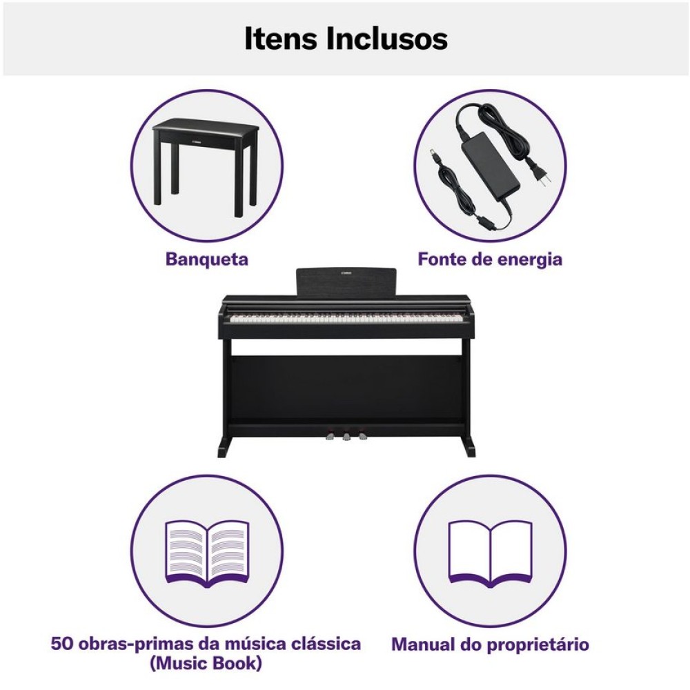 YAMAHA YDP 145 B Arius Black - PIANOFORTE DIGITALE 88 TASTI PESATI NERO