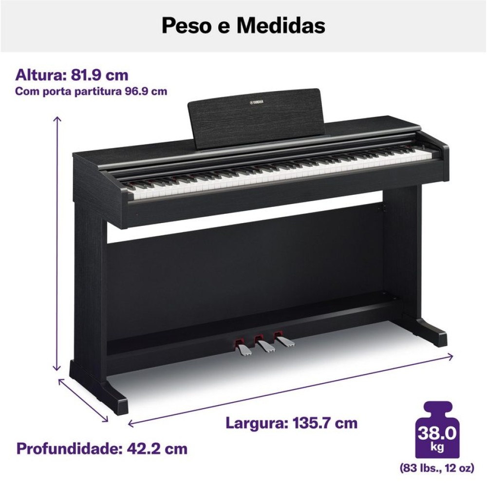 YAMAHA YDP 145 B Arius Black - PIANOFORTE DIGITALE 88 TASTI PESATI NERO