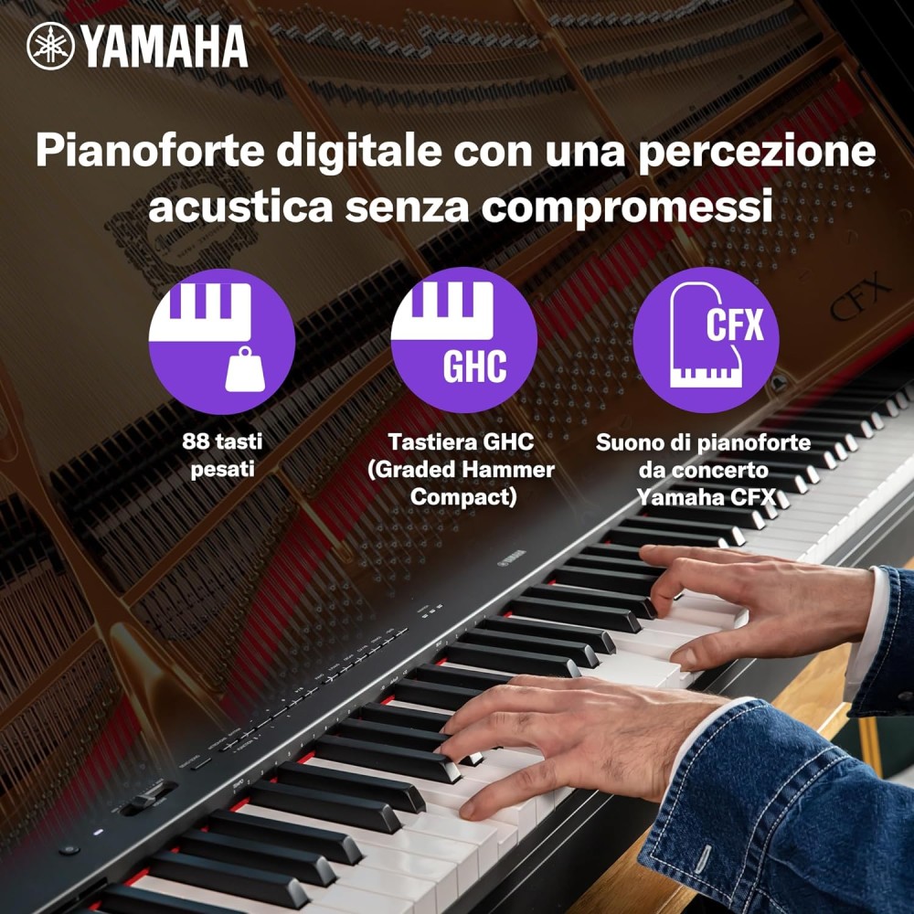 YAMAHA P 525B BLACK - PIANOFORTE DIGITALE 88 TASTI PESATI COLORE NERO