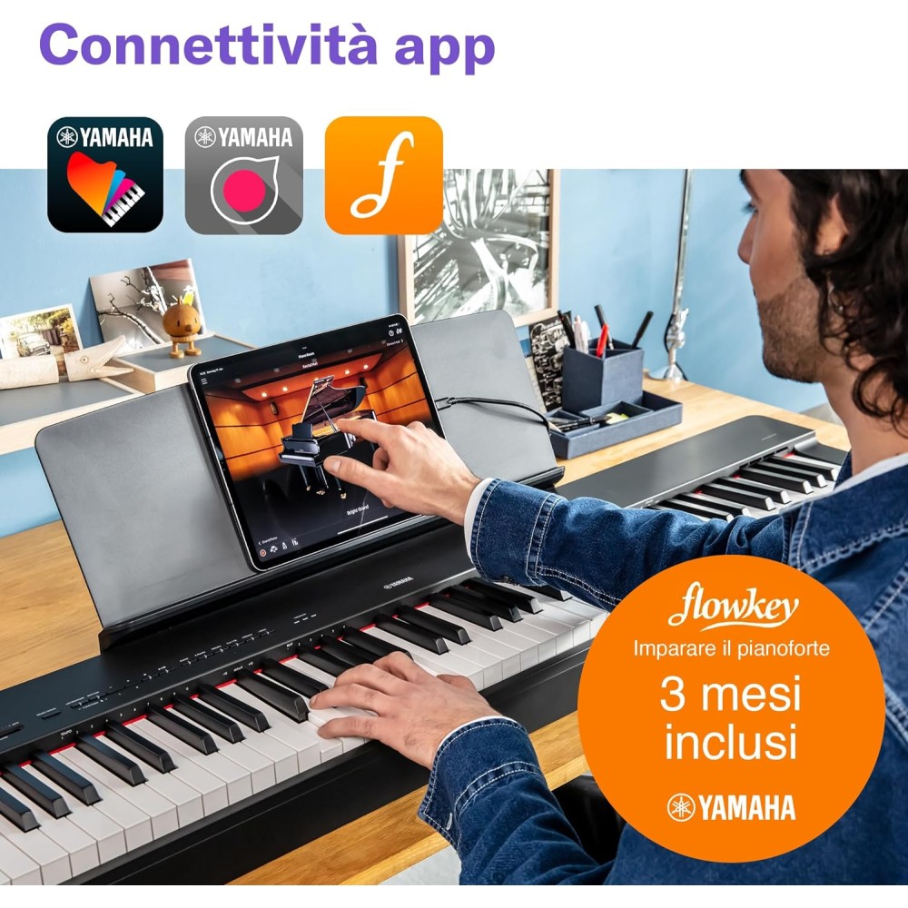 YAMAHA P 525B BLACK - PIANOFORTE DIGITALE 88 TASTI PESATI COLORE NERO