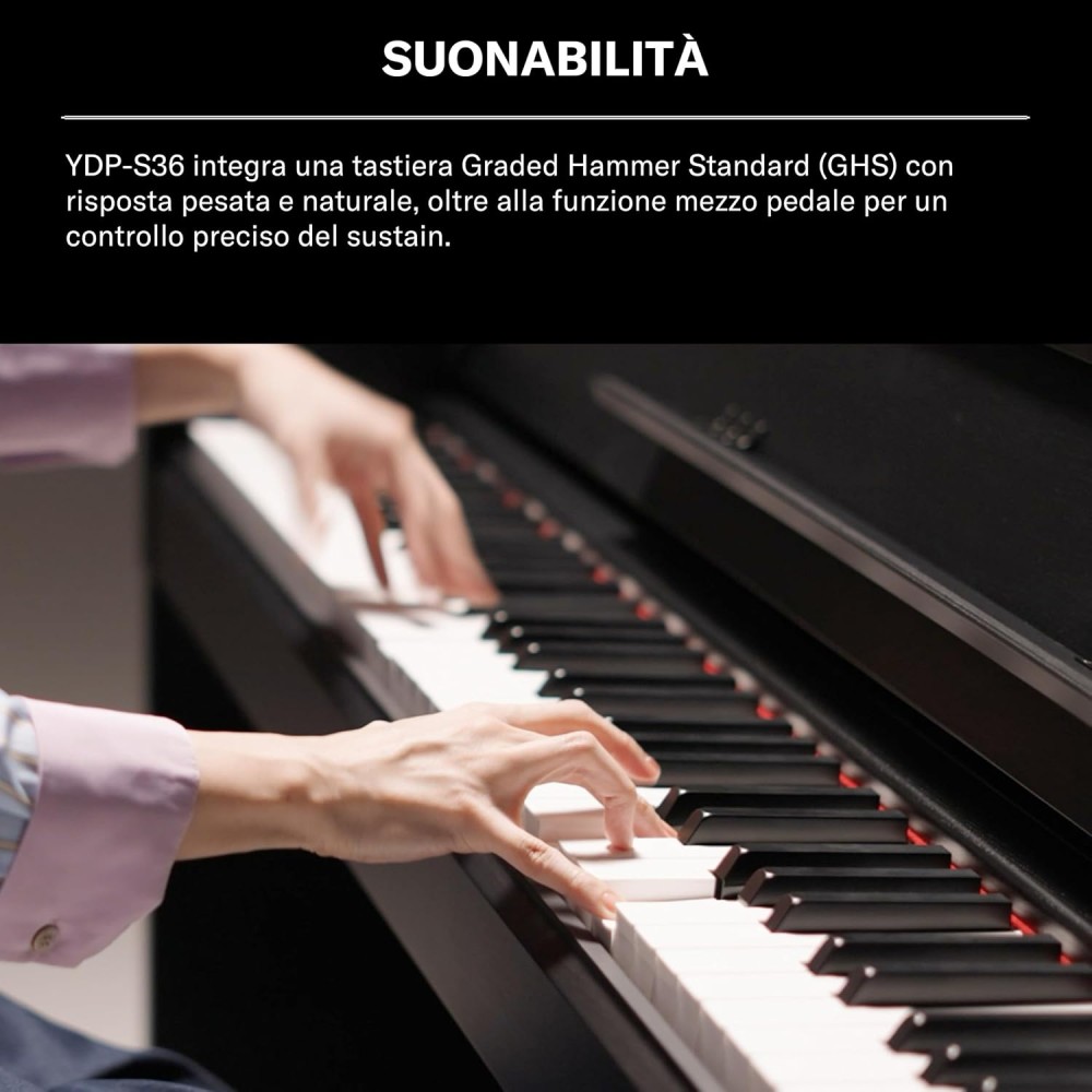 YAMAHA YDP S36B Black - PIANOFORTE DIGITALE CON TASTIERA GHS E FINITURA SATINATA