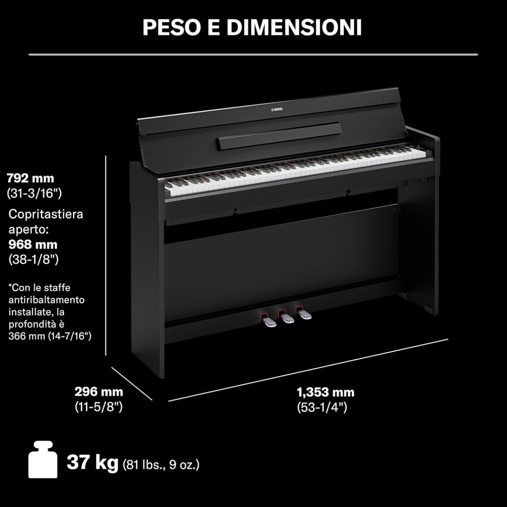YAMAHA YDP S36B Black - PIANOFORTE DIGITALE CON TASTIERA GHS E FINITURA SATINATA
