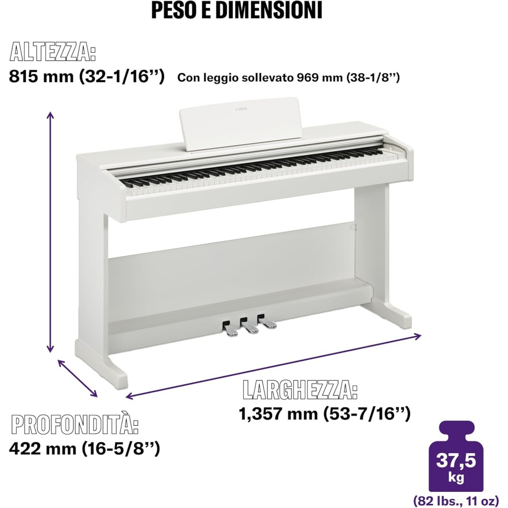 YAMAHA YDP 105 White - PIANOFORTE DIGITALE 88 TASTI BIANCO