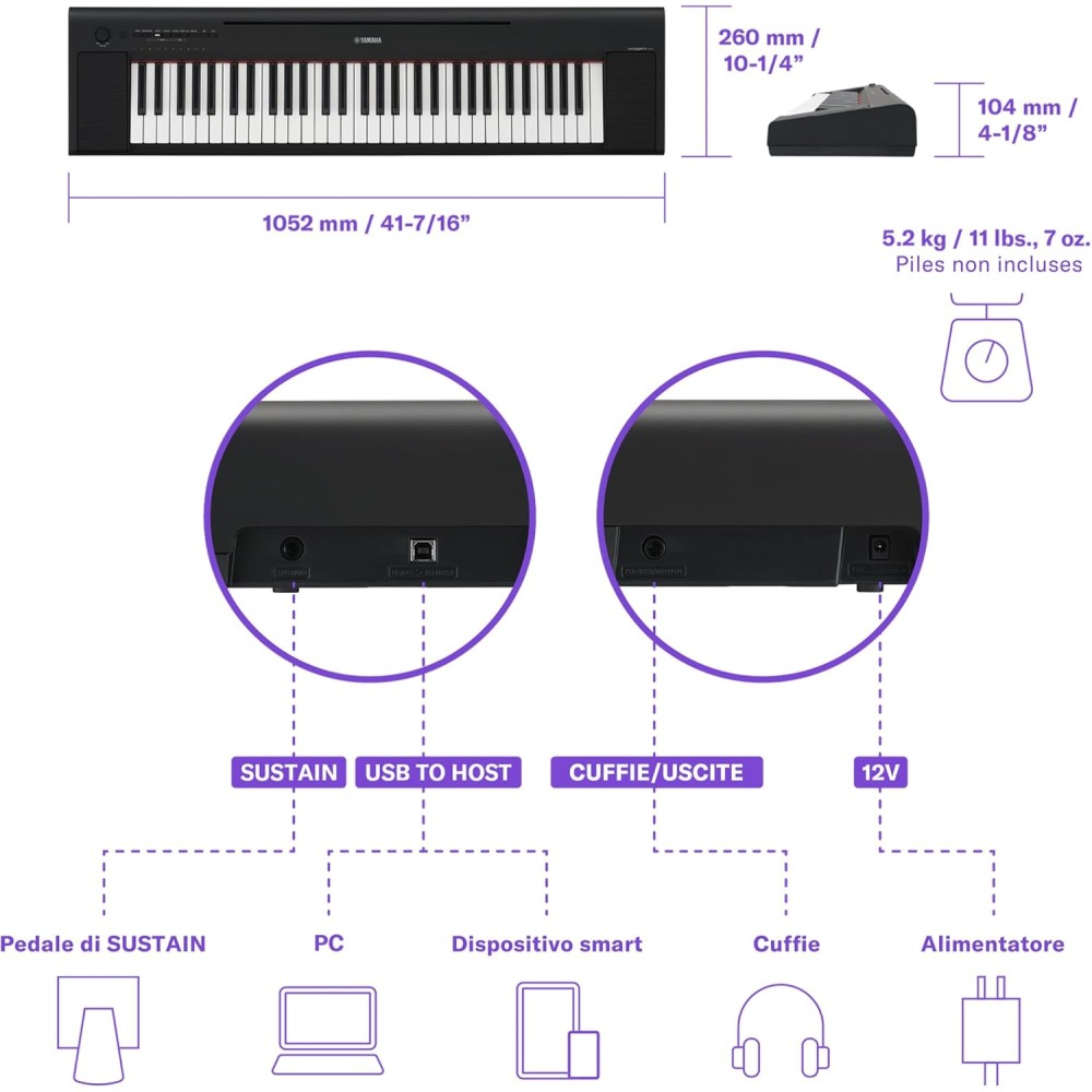 YAMAHA NP 15B Piaggero BLK - PIANOFORTE DIGITALE 61 TASTI NERO