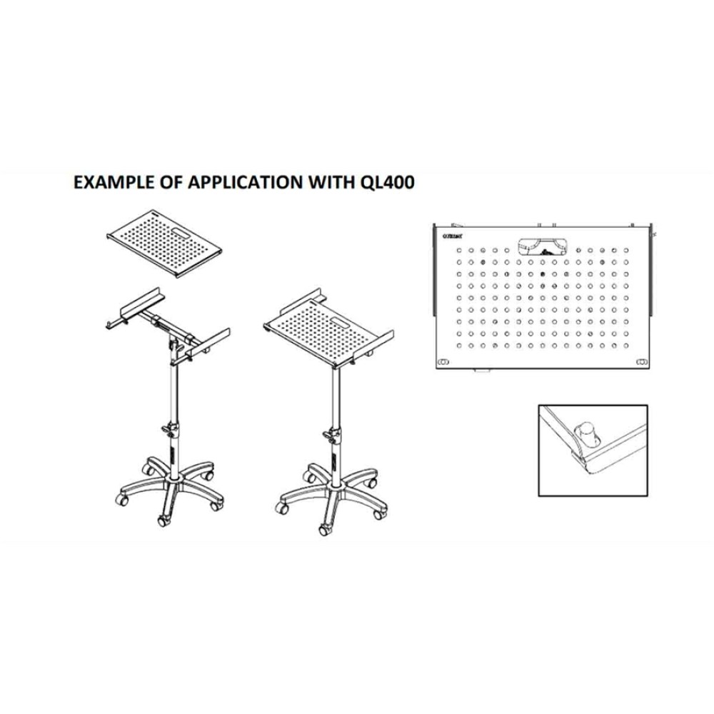QUIKLOK TOP 001 Ripiano Metallico 54 x 35 cm - RIPIANO IN METALLO PER SUPPORTI A X