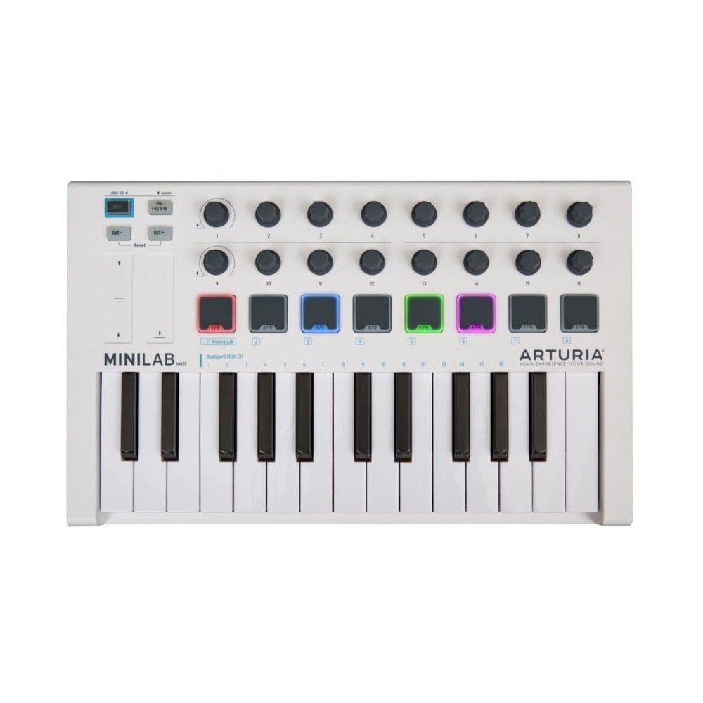 ARTURIA MiniLab 3 BIANCA - TASTIERA CONTROLLER USB 25 TASTI MINI, 8 PAD RGB, 8 ENCODER ROTATIVI